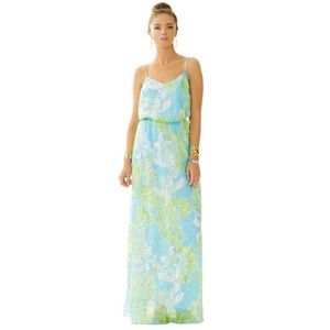 Lilly Pulitzer Metallic Print Silk Maxi Dress